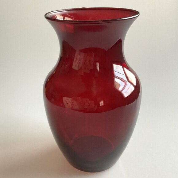 RED GLASS VASE BOUQUET DECORATIVE - Picture 5 of 8